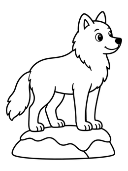 Free printable Cute Arctic Wolf On Rock coloring page
