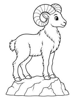 Free printable Cute Aries Ram On Rock coloring page