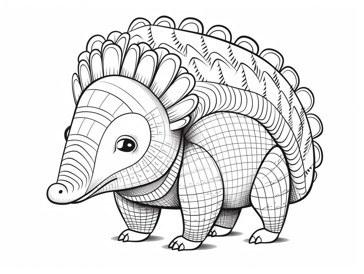 Cute Armadillo Coloring For Kids - Coloring Page