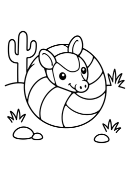Free printable Cute Armadillo Curled Into A Ball coloring page