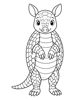 Free printable Cute Armadillo Standing Upright coloring page