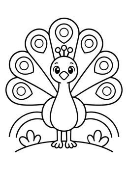 Free printable Cute Art Deco Stylized Peacock coloring page