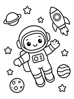 Free printable Cute Astronaut Floating In Outer Space coloring page