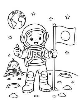 Free printable Cute Astronaut On The Moon coloring page