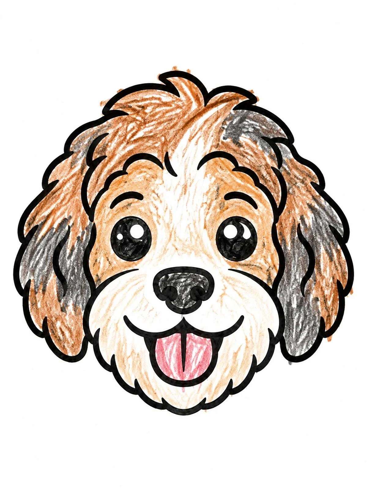 Colored example of the Cute Aussiedoodle Puppy Face coloring page
