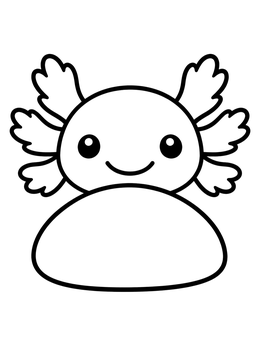 Free printable Cute Axolotl Peeking Over Rock coloring page