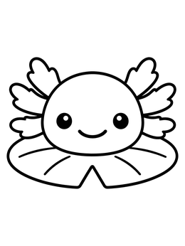 Free printable Cute Axolotl On A Lily Pad coloring page