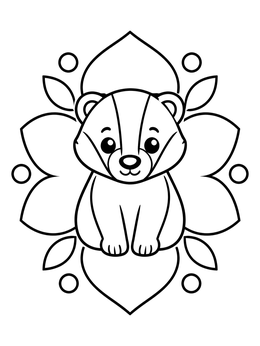 Free printable Cute Baby Badger Mandala coloring page