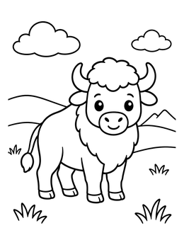 Free printable Cute Baby Buffalo On The Prairie coloring page