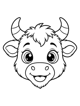 Free printable Cute Baby Bull Face coloring page