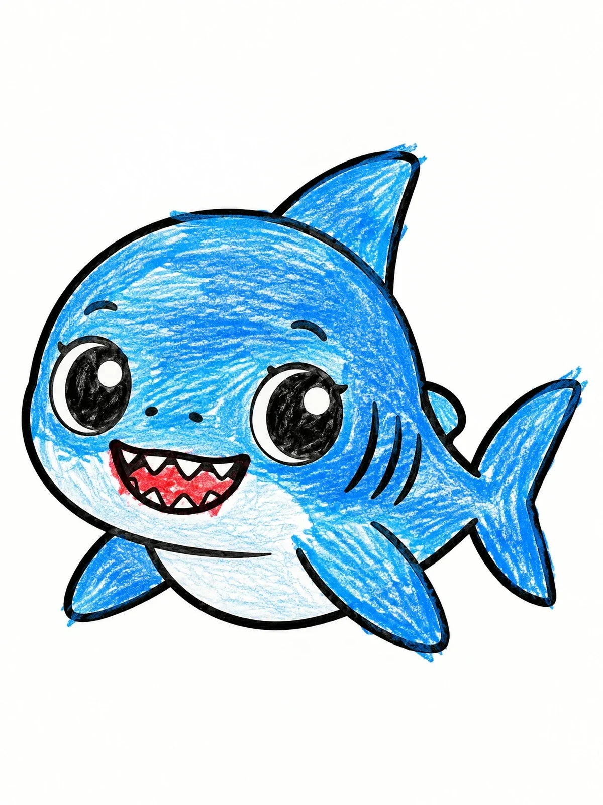 Colored example of the Cute Baby Bull Shark coloring page