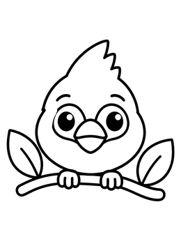 Free printable Cute Baby Cardinal On A Branch coloring page
