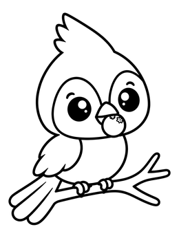 Free printable Cute Baby Cardinal With Berry coloring page