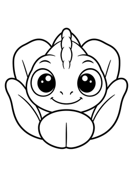 Free printable Cute Baby Chameleon In Flower coloring page