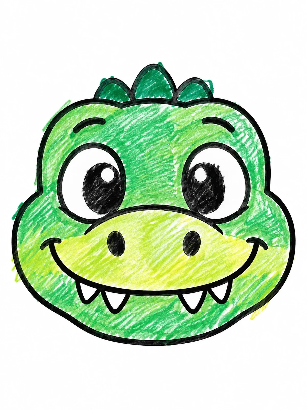 Colored example of the Cute Baby Crocodile Face coloring page