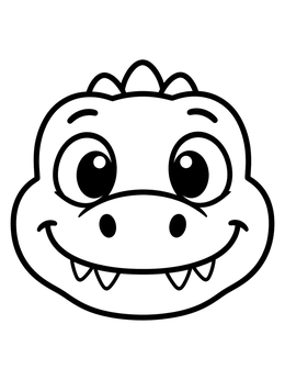 A friendly baby crocodile coloring page with a big smile.