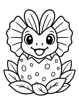 Free printable Cute Baby Dilophosaurus Hatching coloring page