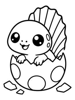 Free printable Cute Baby Dimetrodon Hatching coloring page