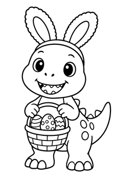 Free printable Cute Baby Dinosaur With Bunny Ears coloring page