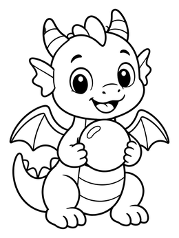Free printable Cute Baby Dragon With Pearl coloring page