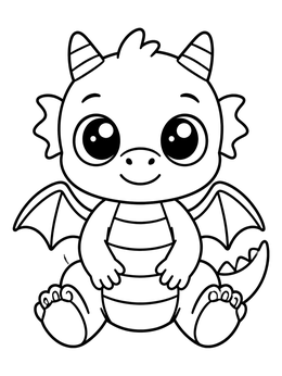 Free printable Cute Baby Dragon Sitting coloring page