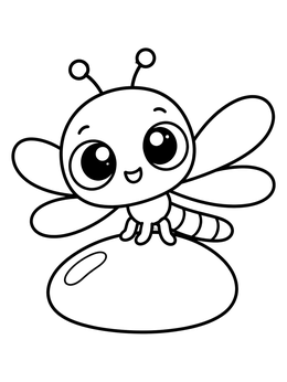 Free printable Cute Baby Dragonfly On A Pebble coloring page