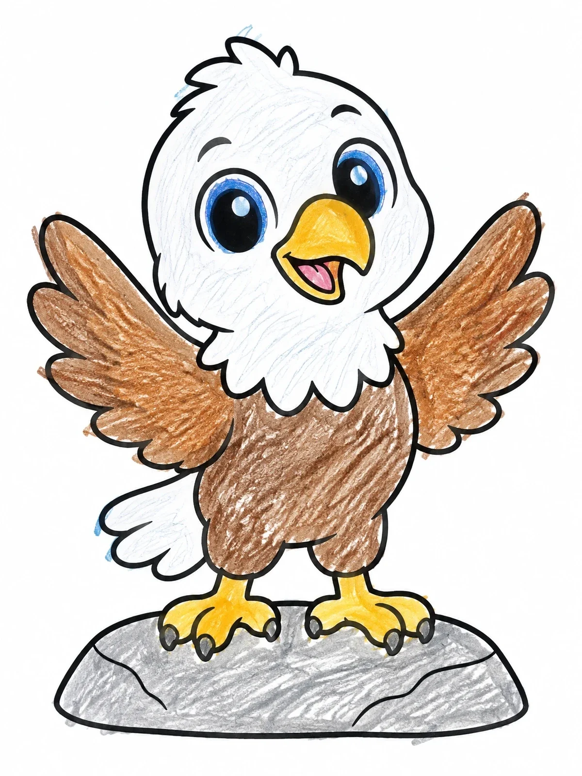 Colored example of the Cute Baby Eagle Flapping Wings coloring page