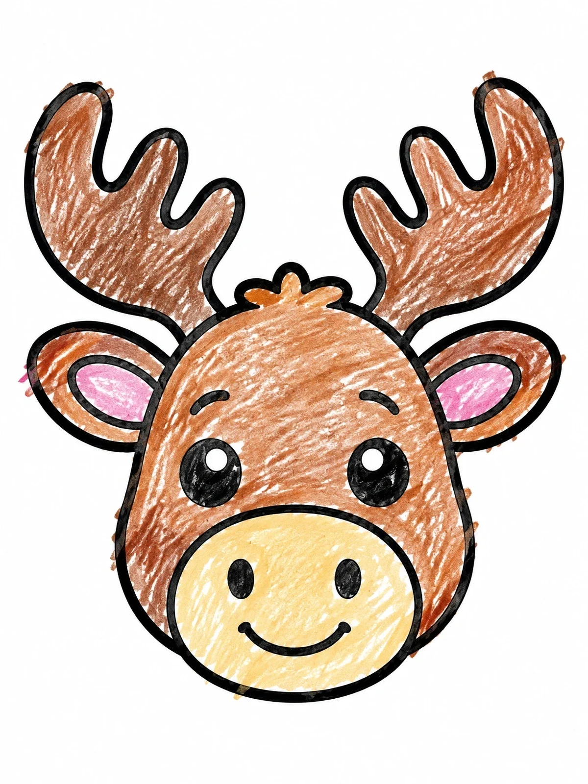 Colored example of the Cute Baby Elk Face coloring page