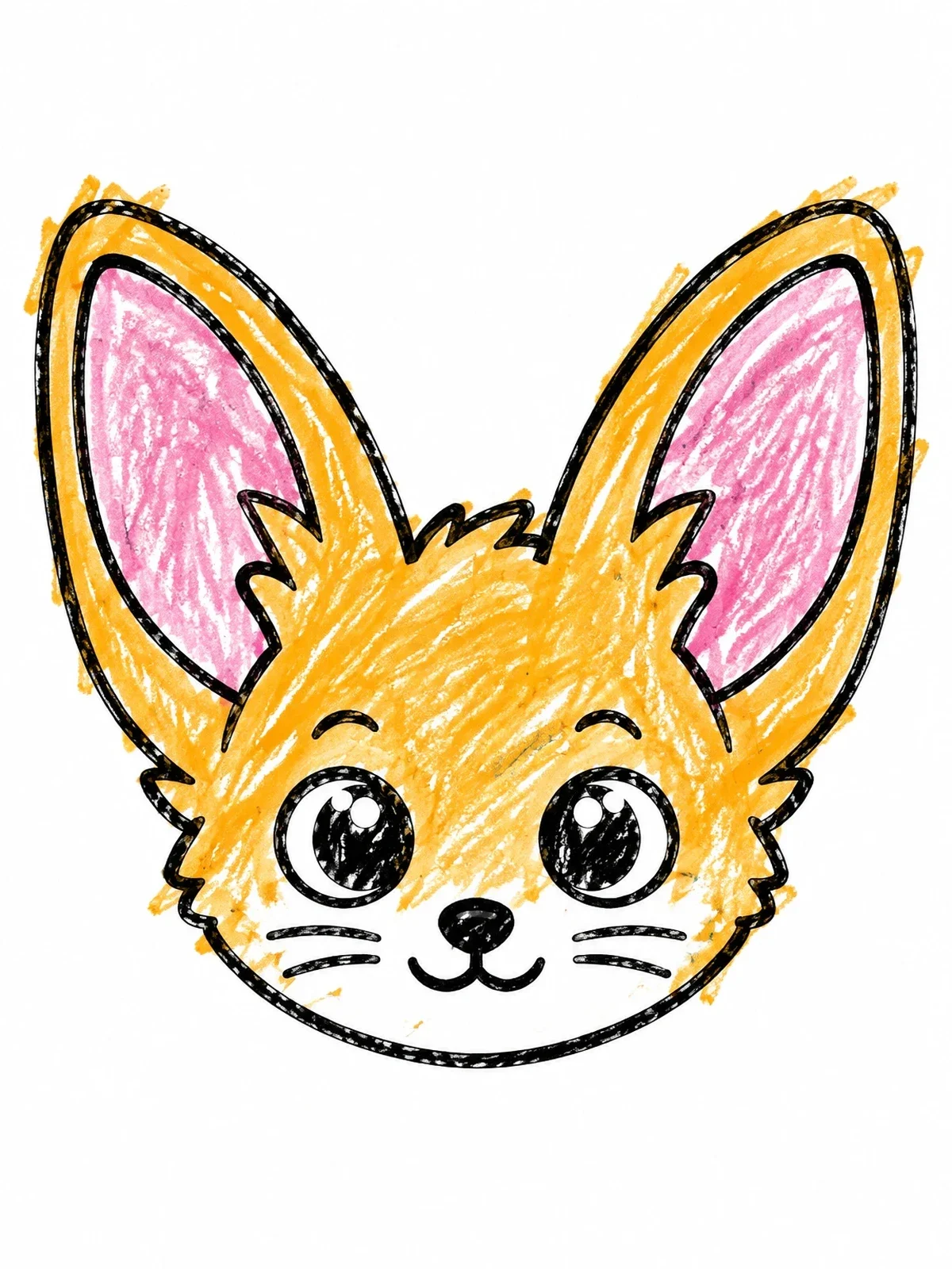 Colored example of the Cute Baby Fennec Fox Face coloring page