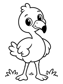Free printable Cute Baby Flamingo On Grass coloring page
