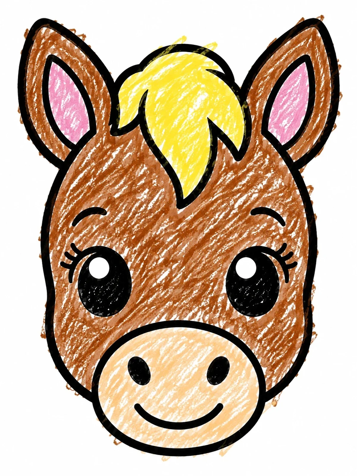 Colored example of the Cute Baby Foal Face coloring page
