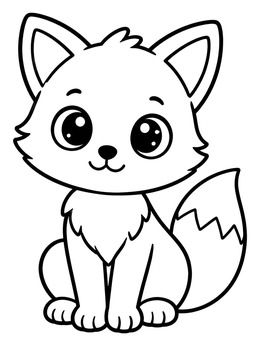 Free printable Cute Baby Fox Sitting coloring page