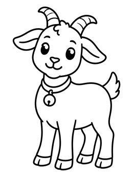Free printable Cute Baby Goat With Bell Collar coloring page