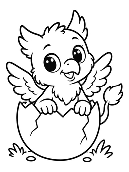 Free printable Cute Baby Griffin Hatching coloring page