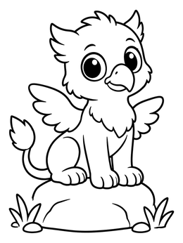 Free printable Cute Baby Griffin On A Rock coloring page