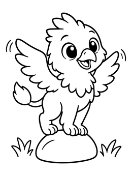 Free printable Cute Baby Griffin On A Stone coloring page