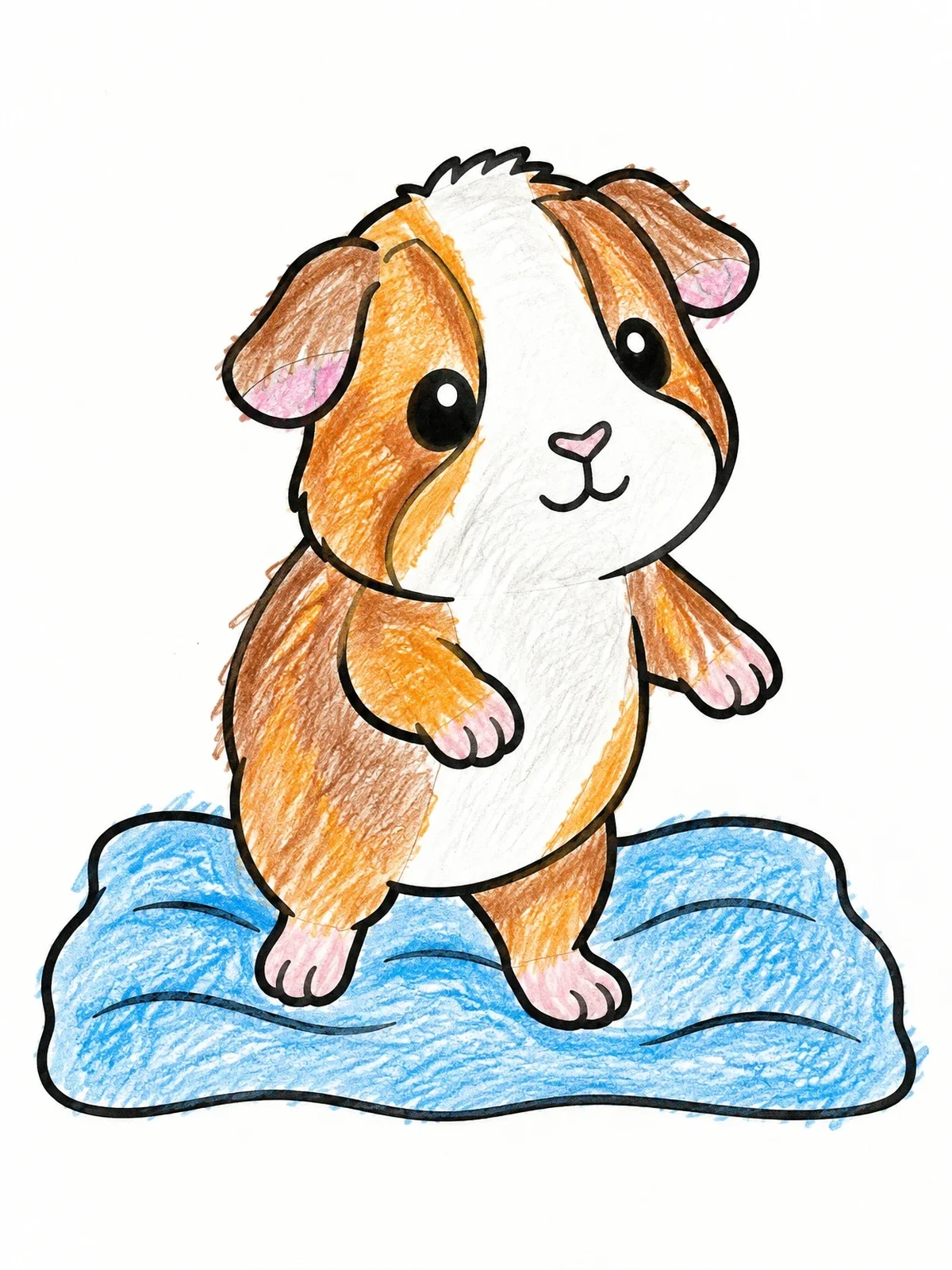 Colored example of the Cute Baby Guinea Pig Standing Up coloring page