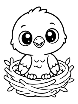 Free printable Cute Baby Hawk In Nest coloring page