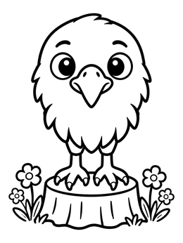 Free printable Cute Baby Hawk On A Stump coloring page
