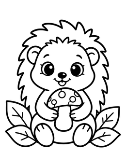 Free printable Cute Baby Hedgehog With Mushroom coloring page