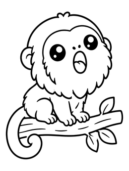 Free printable Cute Baby Howler Monkey On Branch coloring page