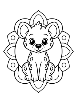 Free printable Cute Baby Hyena Cub Mandala coloring page