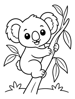 Free printable Cute Baby Koala Climbing A Tree coloring page