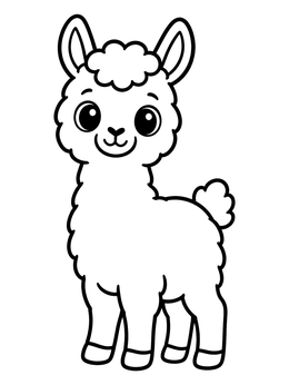 Free printable Cute Baby Llama Standing coloring page
