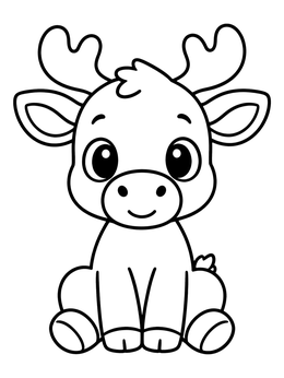 Free printable Cute Baby Moose Calf Sitting coloring page