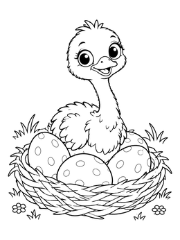 Free printable Cute Baby Ostrich In Nest coloring page