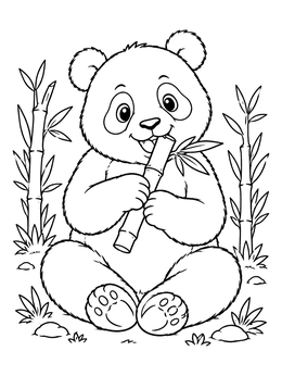 Free printable Cute Baby Panda Eating Bamboo coloring page