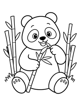 Free printable Cute Baby Panda Eating Bamboo coloring page
