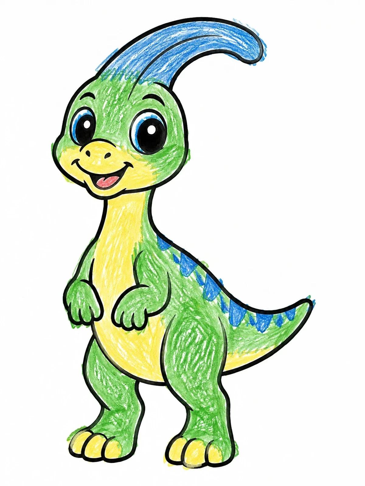 Colored example of the Cute Baby Parasaurolophus coloring page