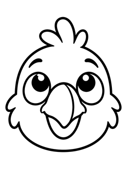 A sweet baby parrot coloring page showing a cheerful bird looking upward.